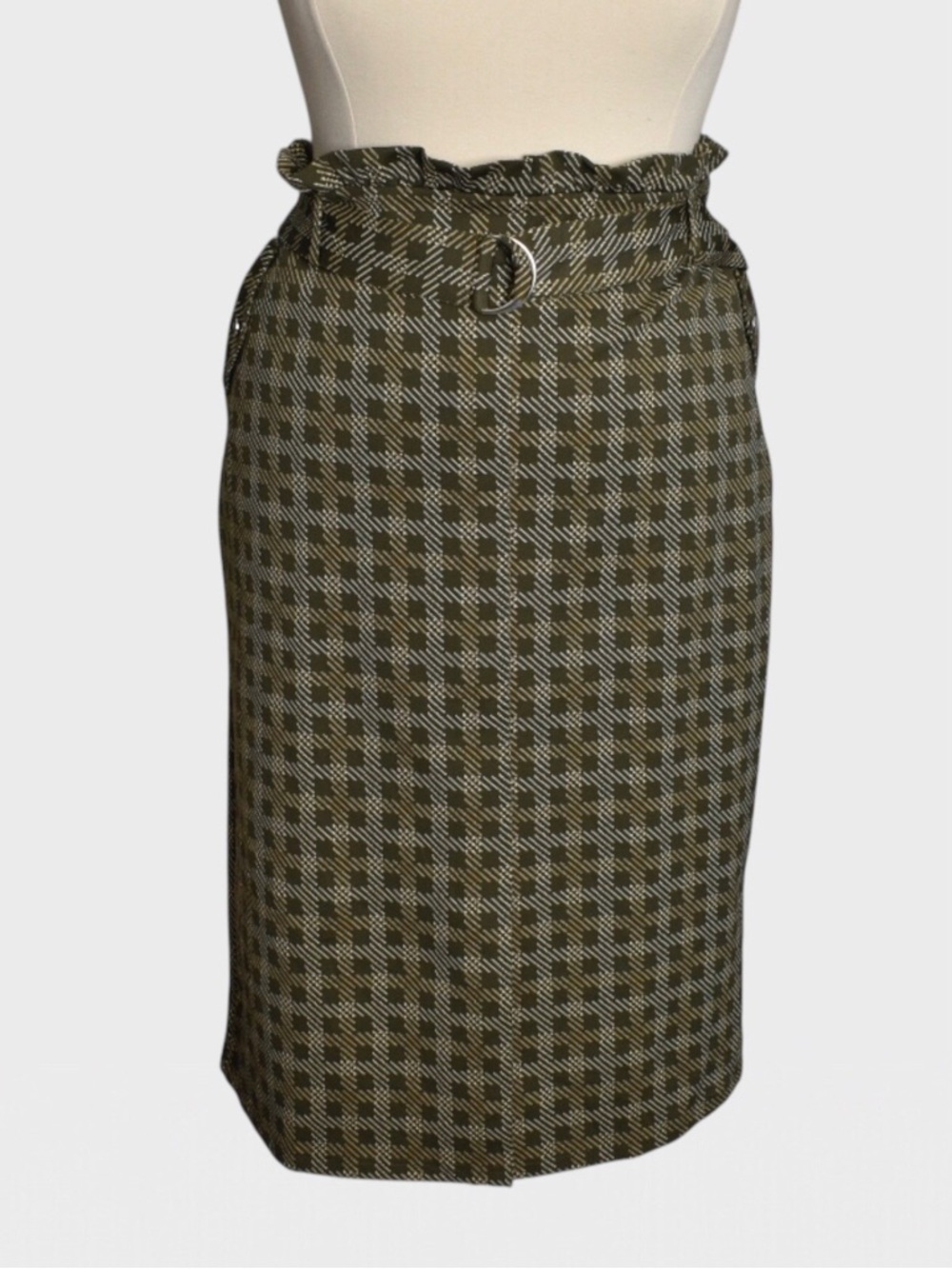 Cato Houndstooth Paperbag Waist Belted Pencil Skirt‎